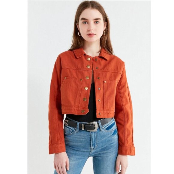 Urban Outfitters Gigi Cropped Gas Jacket Little Fires Everywhere Rust Medium - Picture 2 of 12